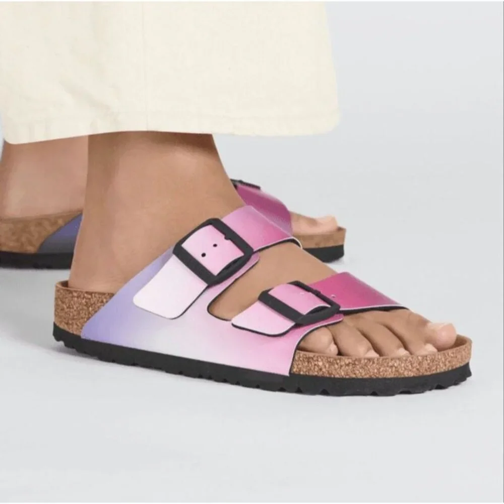 Birkenstock Arizona BS Womens Sz 6 Birko-Flor Sandals Ombre Pink Purple Narrow - Picture 10 of 11